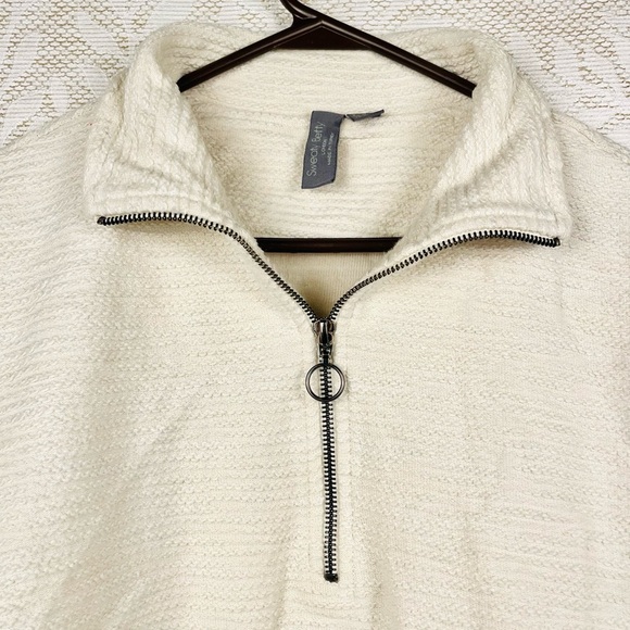Sweaty Betty Rest Up Ivory Half-Zip Textured Long Sleeve Pullover Top - Picture 6 of 7